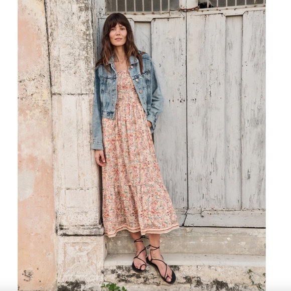 Marine Layer Selene Maxi Dress in Superbloom, Size XL, Floral Smocked Linen - Picture 13 of 15